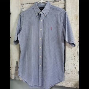 M Ralph Lauren Seersucker Blue&White Short Sleeve
